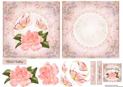 Pink Roses All in One Shabby Chic with Butterflies