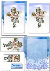 Vintage Christmas Shopping Girl A6