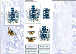 All in One Dl Blue Delphiniums with Butterfly