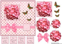 Hydrangea and Butterflies with Polka Dots