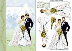 Wedding Couple with Golden Roses