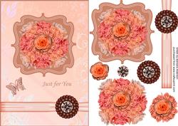 Peach Roses with Butterfly and Jewel