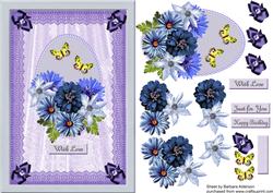 Blue Flowers on Billowing Lace