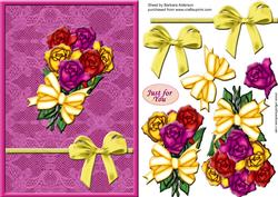 Fuschia Pink with Roses and Lace