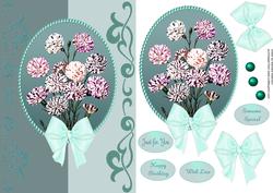 Striped Carnations on Pearl Oval Frame