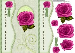 Fuschia Pink Rose with Embellishments