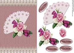 Pink Rose Arrangement on a Fan