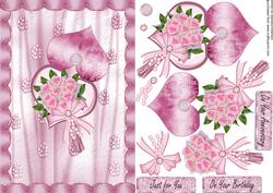 Pink Roses in Heart Peel Back
