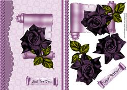 Deep Mauve Rose on a Scroll