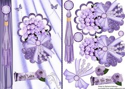 Lilac Roses and Pearls on a Scallop
