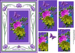 Chrysanthamums in a Purple Frame