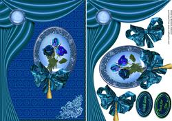 Theatrical Blue Roses on a Cameo