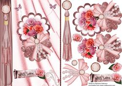 Pink Roses and Pearls on a Scallop