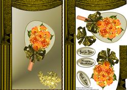 Olive Green Drapes with Rose Fan