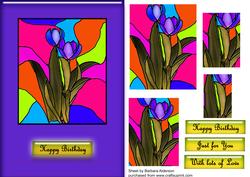 Stained Glass Tulips Purple Background