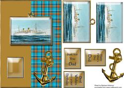 White Ocean Liner and Anchor with Tartan