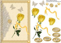 Single Yellow Rose and Lace