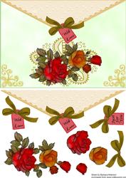 Aged Roses on an Envelope Style Card Front