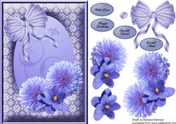 Oval Lace Frame with Blue Flowers