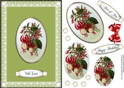 Happy Birthday Fuschia Oval