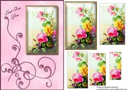 Framed Flowers with Flourish in Pink