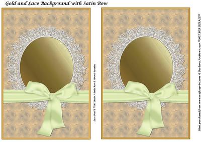 Gold and Lace Background with Satin Bow