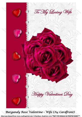 Burgundy Rose Valentine - Wife (a4 Cardfront)