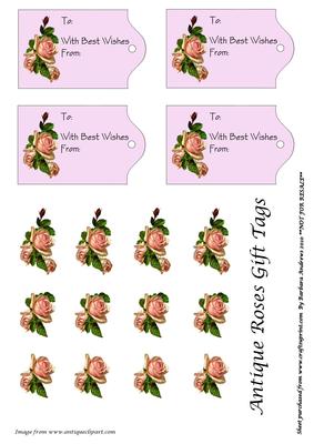 Antique Roses Gift Tags