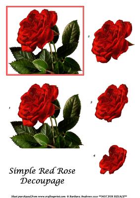 Simple Red Rose Decoupage