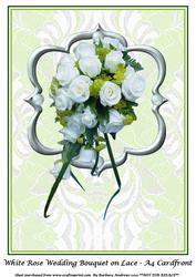 White Rose Wedding Bouquet on Lace - A4 Cardfront