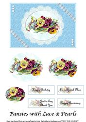 Pansies with Lace and Pearls - Oval Pyramid