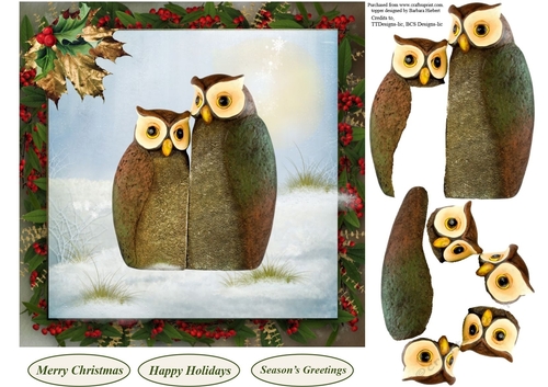 Scenic Holy Berry Owls Topper with Decoupage