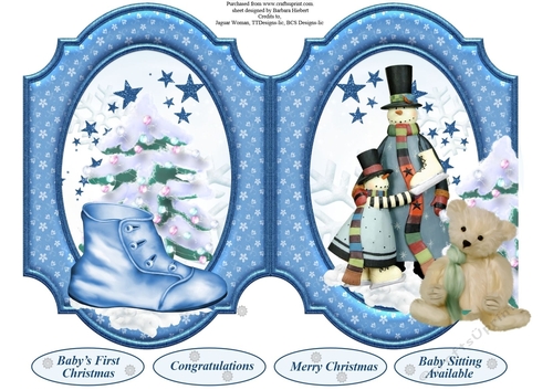 Baby Blue Christmas Cut and Fold Card