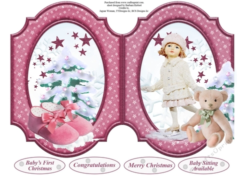 Baby Pink Christmas Cut and Fold Card