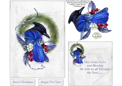 Christmas Jay Topper Set with Decoupage