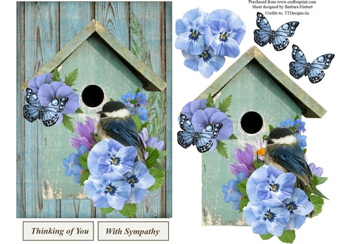 Bird House Flower Topper with Decoupage