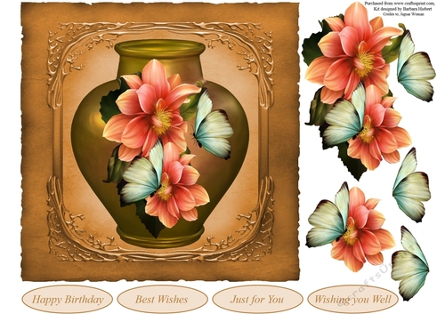 Flower Vase Topper with Decoupage