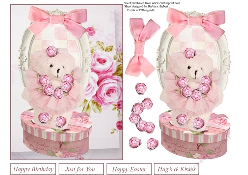 Rose Bunny Topper with Decoupage