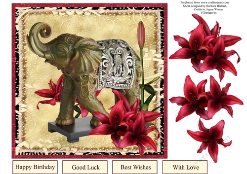 Lucky Lilly Elephant Topper with Decoupage