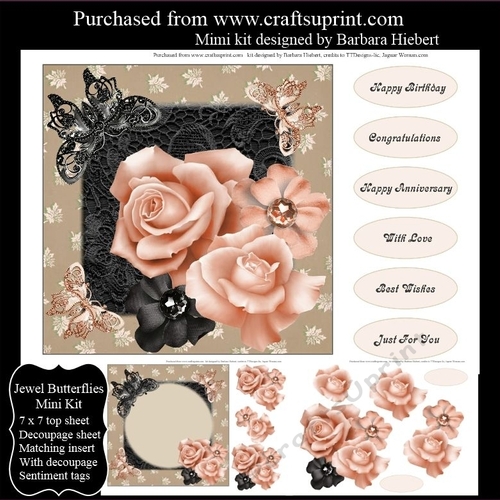 Jewel Butterflies with Roses, Mini Kit