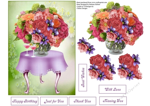 Summer Flowers Topper with Decoupage