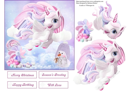 Candyland Unicorn Christmas Topper with Decoupage