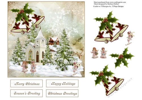 Winter Church Scene Topper with Decoupage