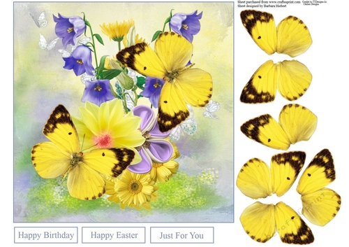Quick and Easy Yellow Flowers and Butterflies Topper