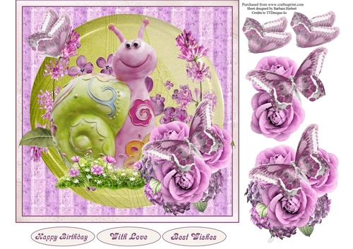 Spring Snall Topper with Flower Dcoupage 