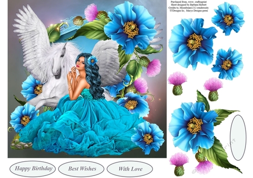 Pegasus and the Poppie Princess Topper with Decoupage