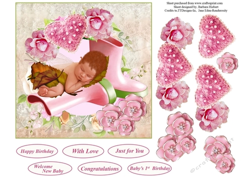 Baby Fairy with New Boots Topper with Decoupage