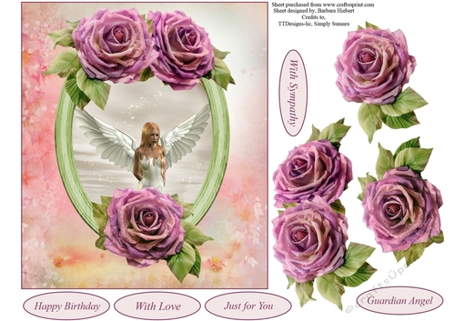 Guardian Angel Rose Topper with Rose Decoupage