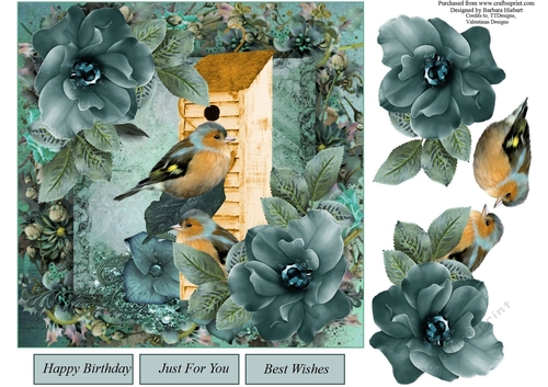 Bird House Blues Topper With Decoupage