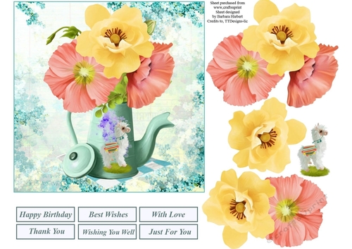 Tropical Tea POt with Flowers Topper